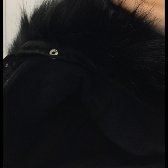 ZARA NAVY BLUE WOOL BLEND DETACHABLE FAUX FUR HOOD COAT WITH POCKETS $129 - Picture 12 of 14